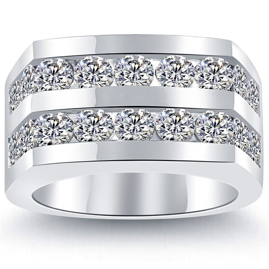4.50 Carat Natural Diamond Mens Wedding Band Ring 14k White Gold Men Ring