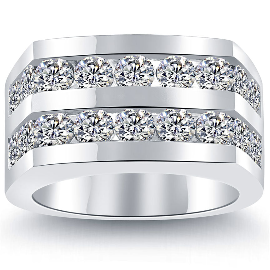 5.25ctw Mens Diamond Wedding Band Ring set in 14k White Gold Men Ring