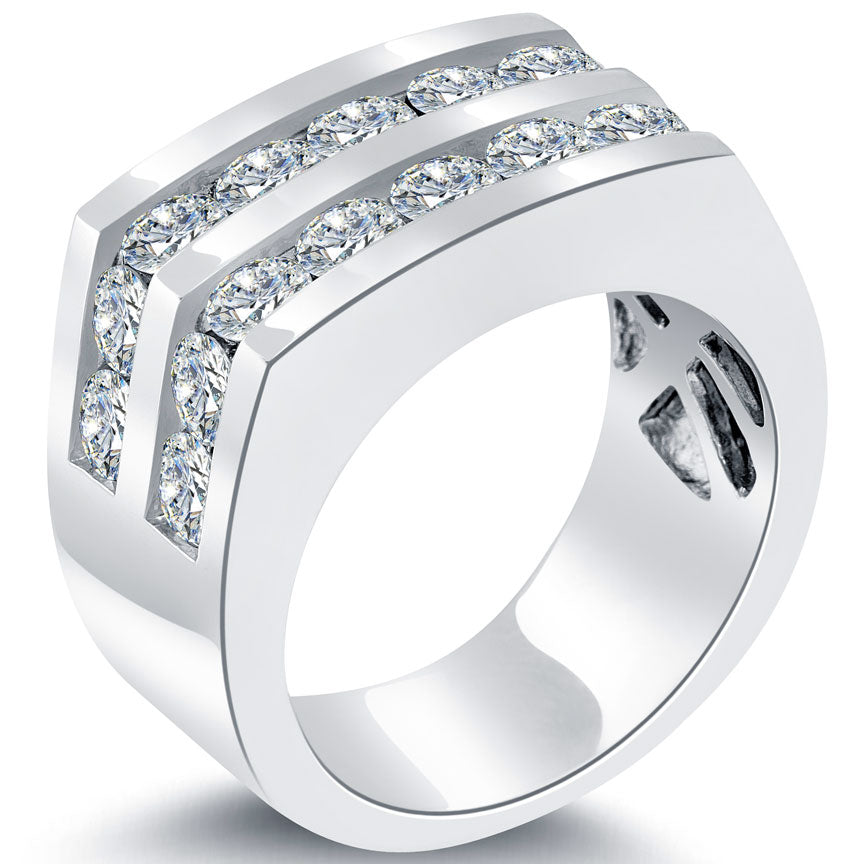 5.25ctw Mens Diamond Wedding Band Ring set in 14k White Gold Men Ring