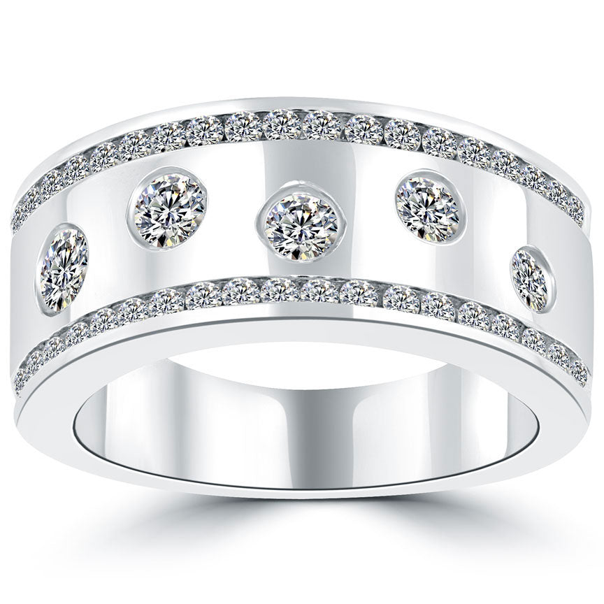 1.20 Carat Natural Diamond Wedding Band Ring Anniversary Ring 14k White Gold