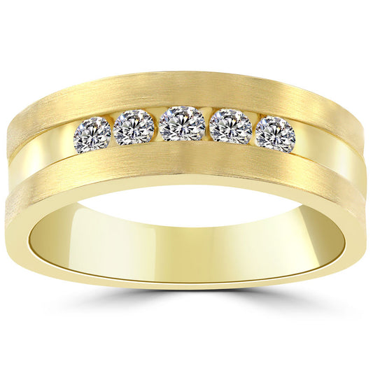 0.50 Carat Natural Diamond Mens Wedding Band Ring 14k Yellow Gold Men Ring