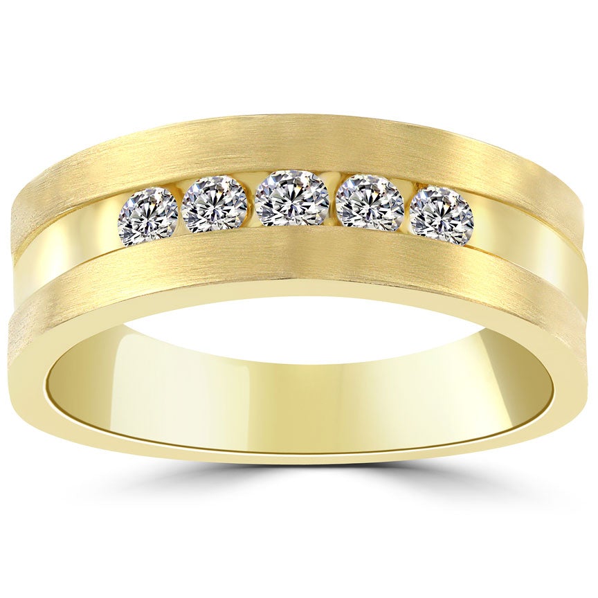 0.50 Carat Natural Diamond Mens Wedding Band Ring 14k Yellow Gold Men Ring