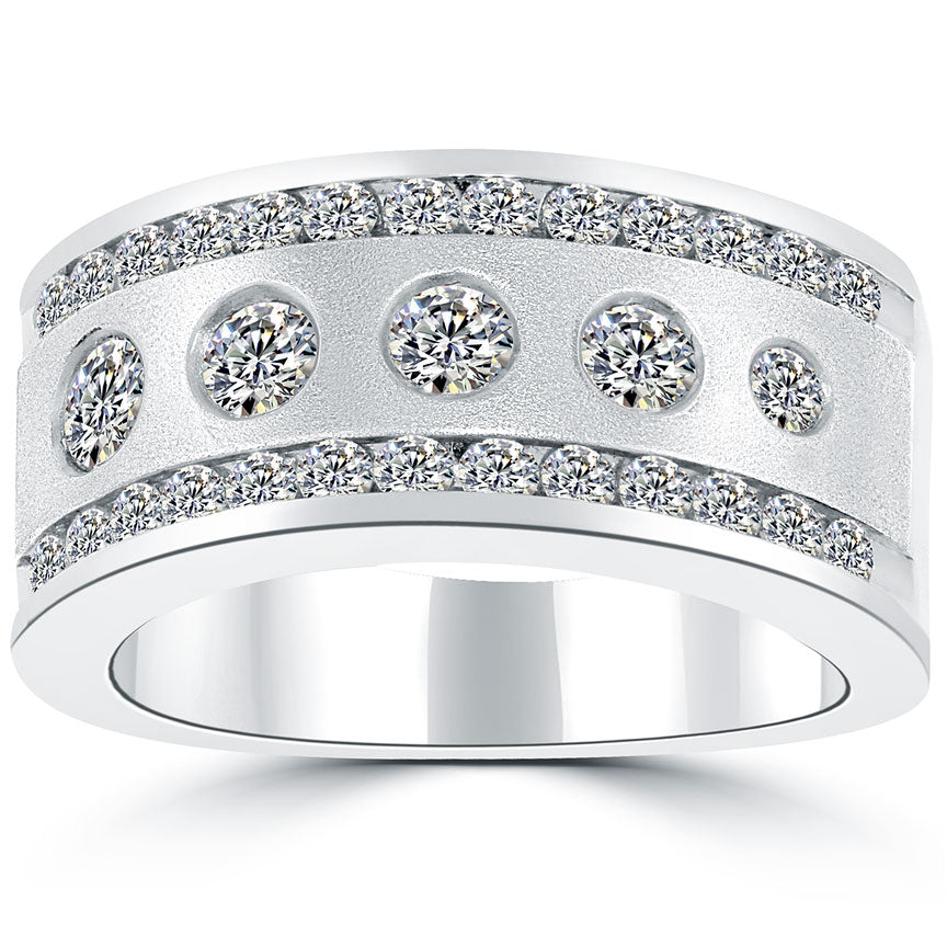 1.20 Carat Natural Diamond Wedding Band Ring Anniversary Ring 14k White Gold
