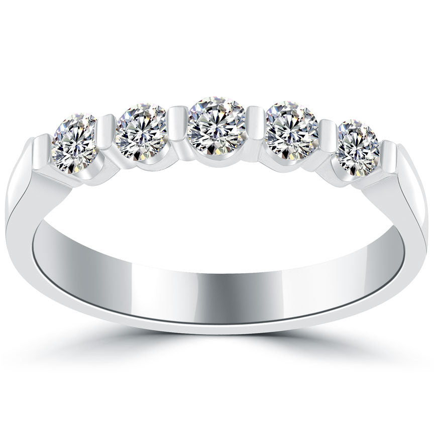 0.50 Carat E-VS1 Diamond Wedding Band Ring Anniversary Ring 14k White Gold