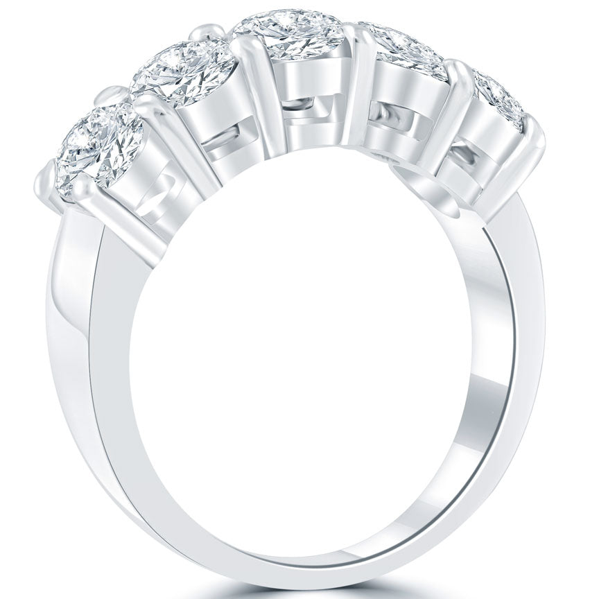 2.00 Carat E-VS1 5 Stone Diamond Wedding Band Anniversary Ring Set in Platinum