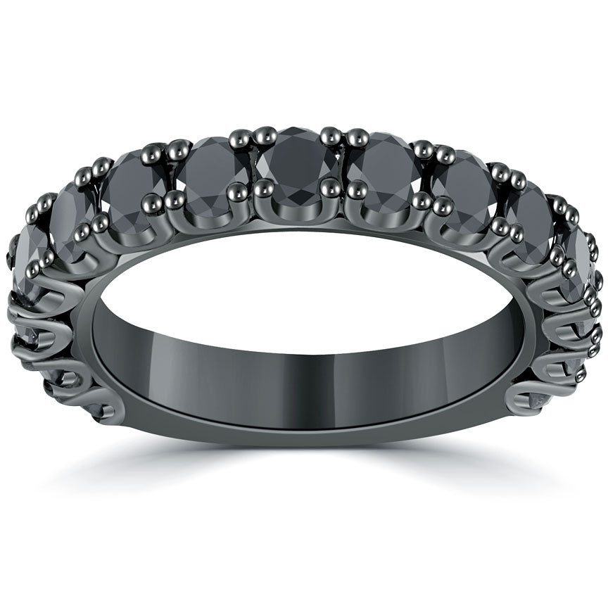 2.25ctw Fancy Black Diamond Wedding Band Anniversary Ring 14k Black Gold