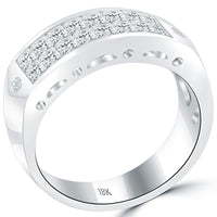 1.30 Carat Princess Cut Natural Diamond Unisex Wedding Band Ring 18k White Gold