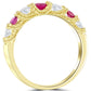 1.15 CTW Genuine Ruby & Diamond Wedding Band Anniversary Ring 14k Yellow Gold