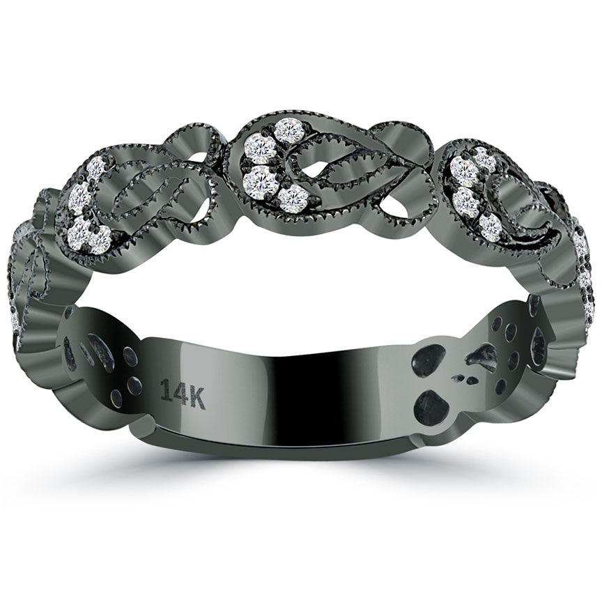 0.24ctw Natural Diamond Wedding Band Ring Anniversary Ring 14k Black Gold