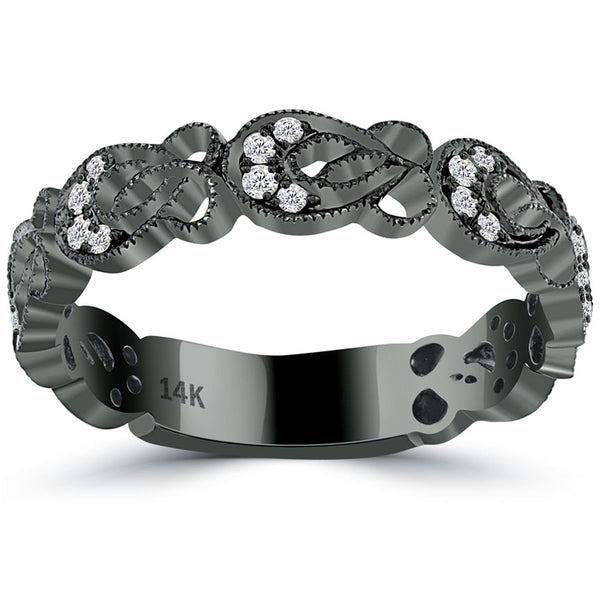 0.24ctw Natural Diamond Wedding Band Ring Anniversary Ring 14k Black Gold