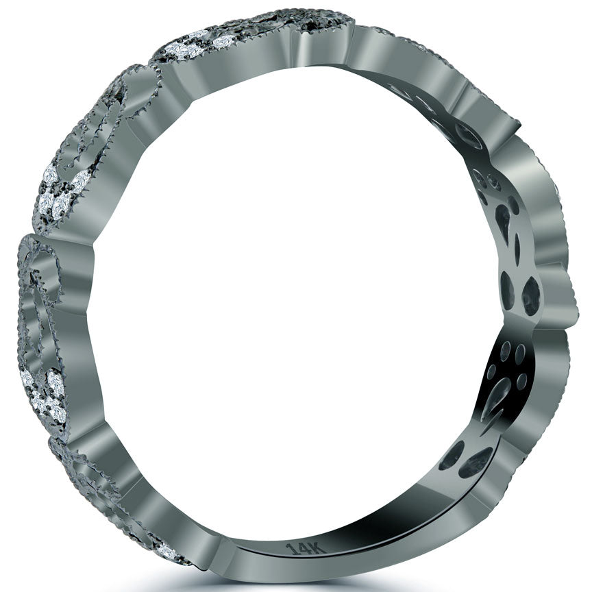 0.24ctw Natural Diamond Wedding Band Ring Anniversary Ring 14k Black Gold