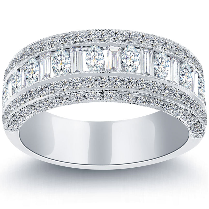 1.32ctw Diamond Wedding Band Ring Anniversary Ring 14k White Gold