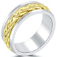 Braided Matte Finish Wedding Band Ring 14k White & Yellow Gold Comfort Fit (8mm)