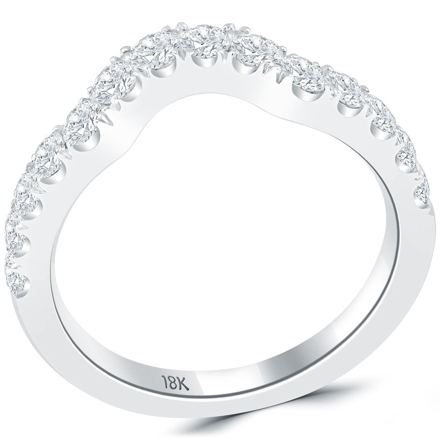 1.20 Carat F-VS Custom Curve Matching Diamond Wedding Band Ring 18k White Gold