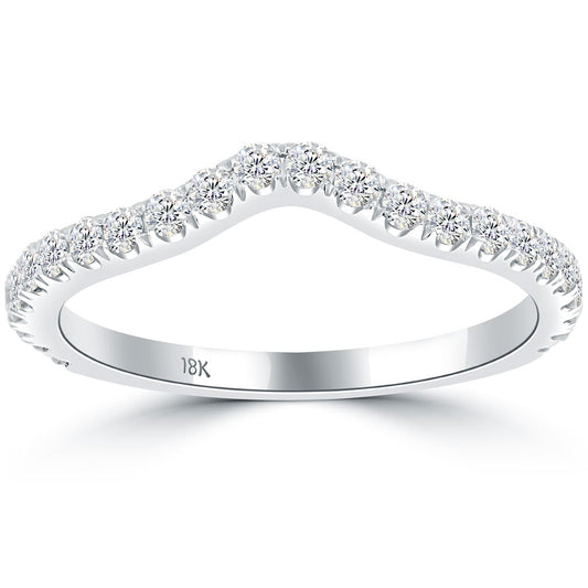 0.55 Carat Custom Curve Matching Diamond Wedding Band Ring 18k White Gold