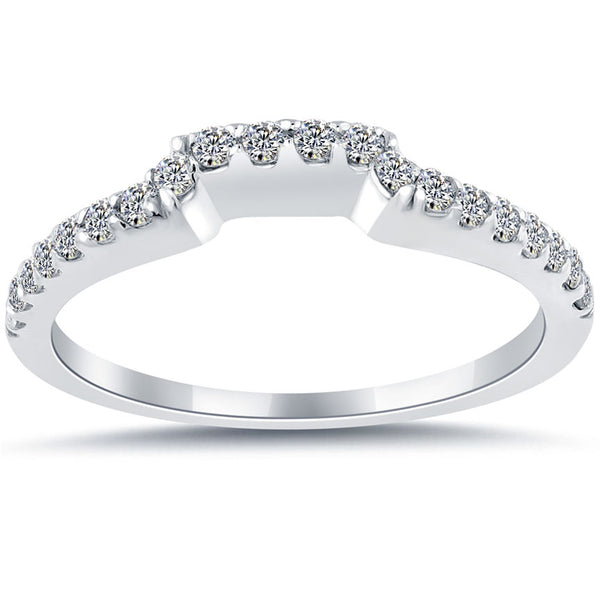 0.34 Carat Custom Curve Matching Diamond Wedding Band Ring 18k White Gold