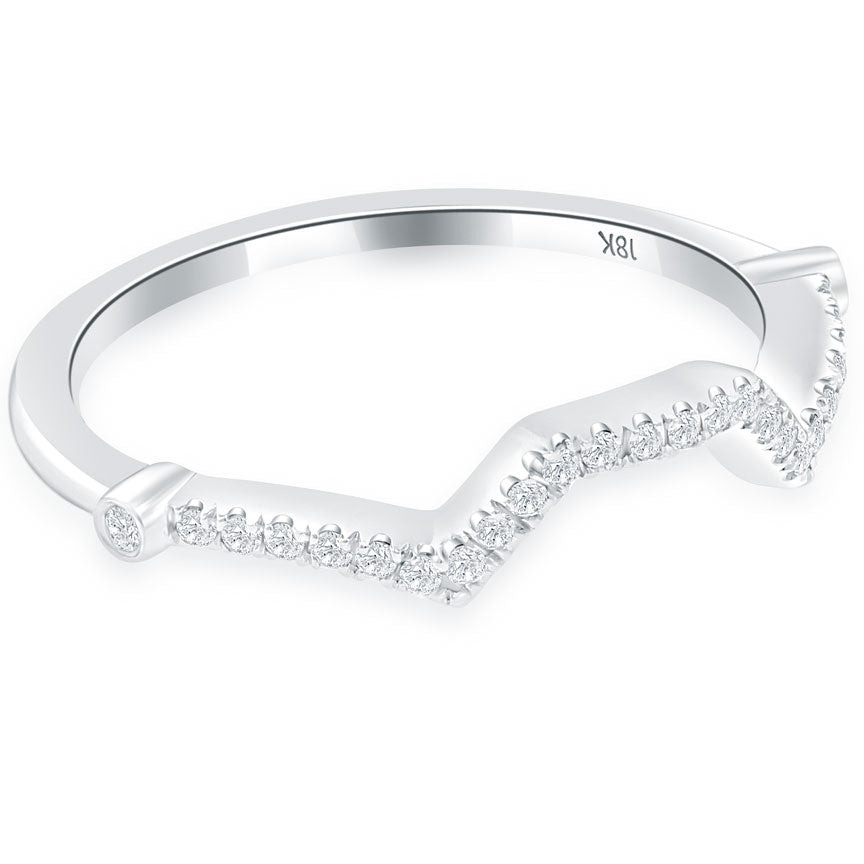 0.20 Carat Custom Curve Matching Diamond Wedding Band Ring 18K White Gold