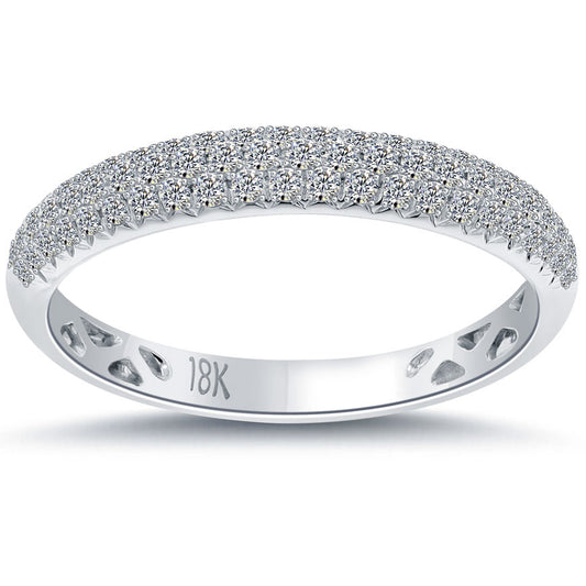 0.42 Carat F-VS1 Micro Pave Diamond Wedding Band Ring 18k White Gold