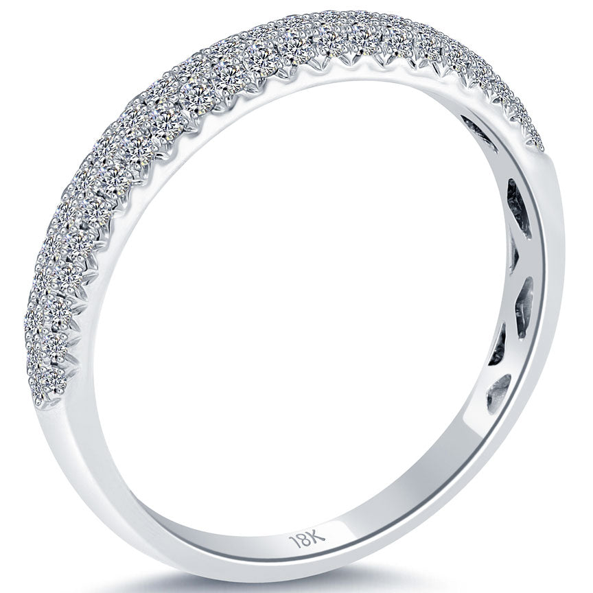 0.42 Carat F-VS1 Micro Pave Diamond Wedding Band Ring 18k White Gold