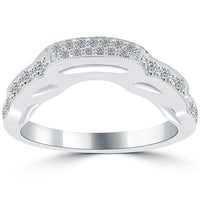 0.68 Carat Custom Curve Matching Diamond Wedding Band Ring 14k White Gold Front