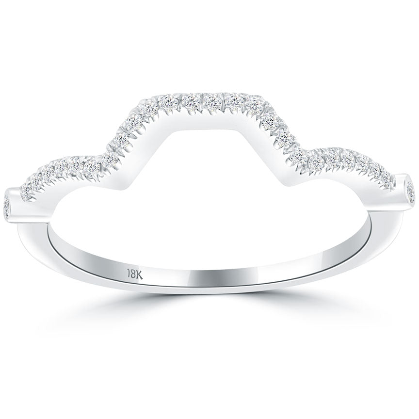 0.25 Carat Custom Curve Matching Diamond Wedding Band Ring 18K White Gold