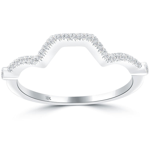 0.25 Carat Custom Curve Matching Diamond Wedding Band Ring 18K White Gold