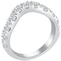 2.20 Carat F-VS2 Custom Curve Matching Diamond Wedding Band Ring 18k White Gold