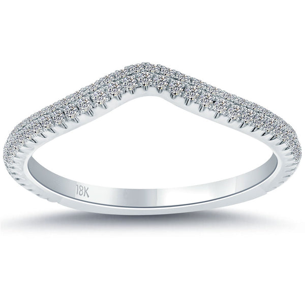 0.46 Carat F-VS1 Custom Curve Matching Diamond Wedding Band Ring 18k White Gold