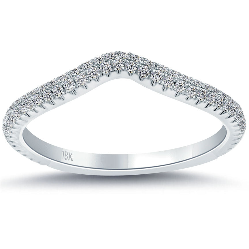 0.46 Carat F-VS1 Custom Curve Matching Diamond Wedding Band Ring 18k White Gold