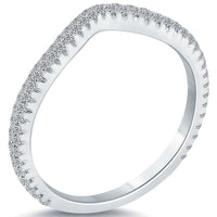 0.46 Carat F-VS1 Custom Curve Matching Diamond Wedding Band Ring 18k White Gold