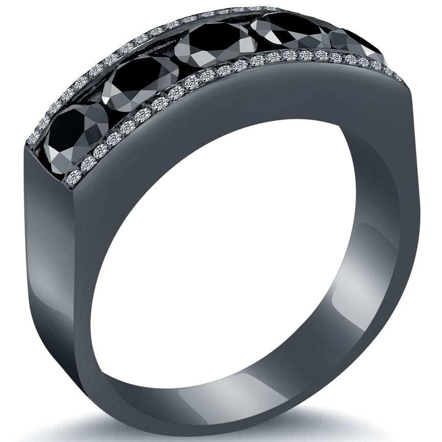 Project50g | Zeus ring- textured filigree black diamond massive ring for men  – project50g