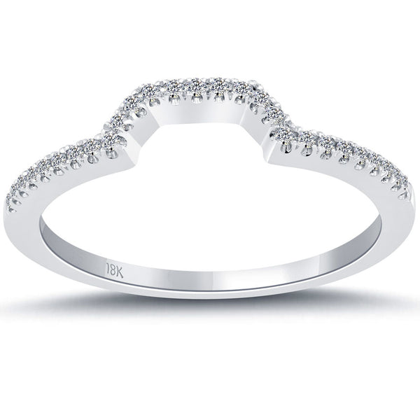 0.15 Carat F-VS1 Custom Curve Matching Diamond Wedding Band Ring 18k White Gold - High Quality Image Jewelry
