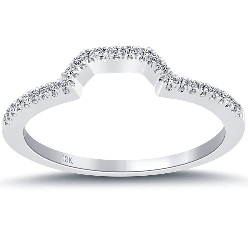 0.15 Carat F-VS1 Custom Curve Matching Diamond Wedding Band Ring 18k White Gold