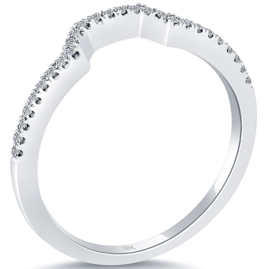 0.15 Carat F-VS1 Custom Curve Matching Diamond Wedding Band Ring 18k White Gold