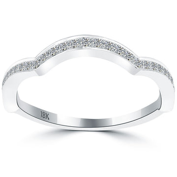 0.26 Carat Custom Curve Matching Diamond Wedding Band Ring 18k White Gold