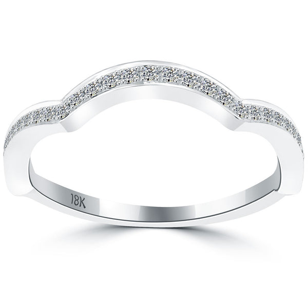 0.26 Carat Custom Curve Matching Diamond Wedding Band Ring 18k White Gold