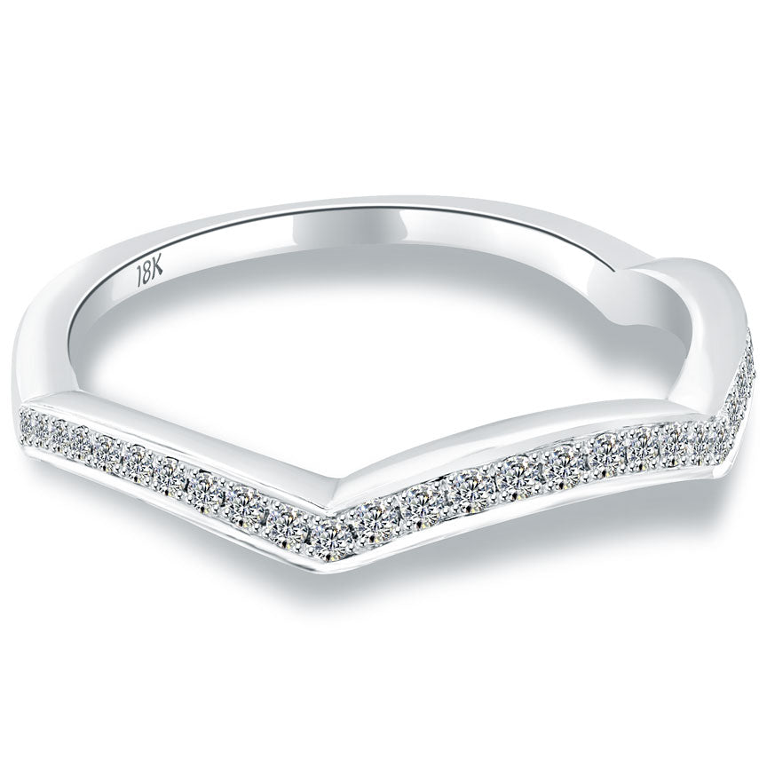 0.26 Carat Custom Curve Matching Diamond Wedding Band Ring 18k White Gold