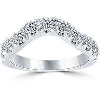 2.20 Carat F-VS Custom Curve Matching Diamond Wedding Band Ring 18k White Gold
