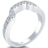0.80 Carat Custom Curve Matching Diamond Wedding Band Ring 18k White Gold