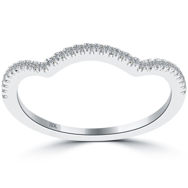 0.16 Carat Custom Curve Matching Diamond Wedding Band Ring 18k White Gold