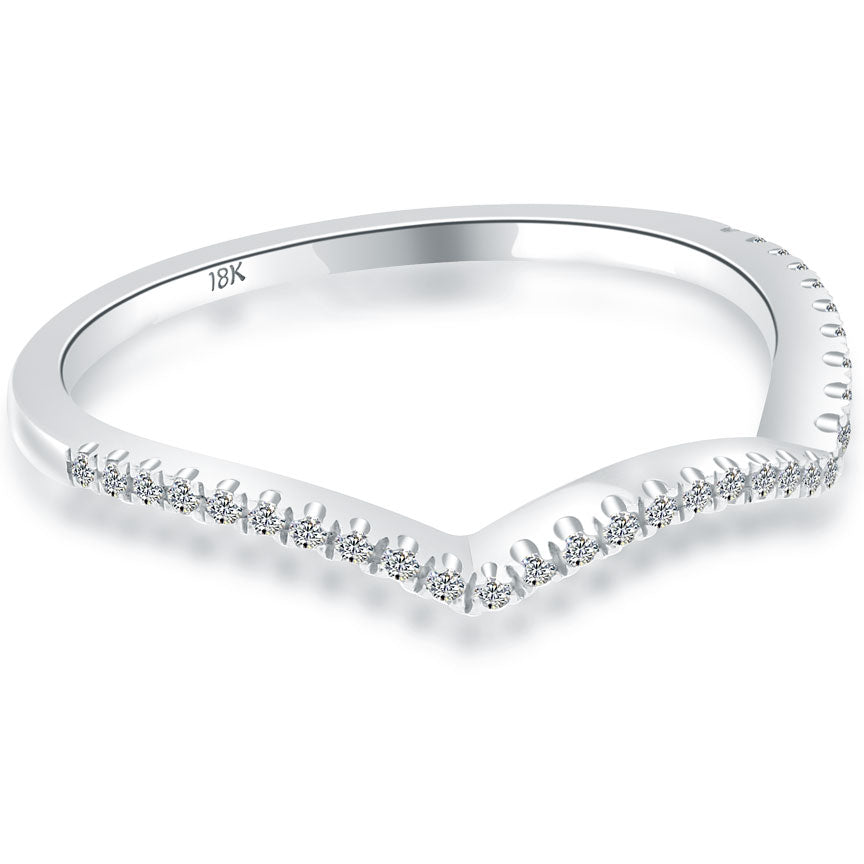 0.16 Carat Custom Curve Matching Diamond Wedding Band Ring 18k White Gold