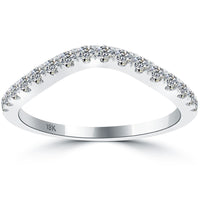 0.33 Carat Custom Curve Matching Diamond Wedding Band Ring 18k White Gold