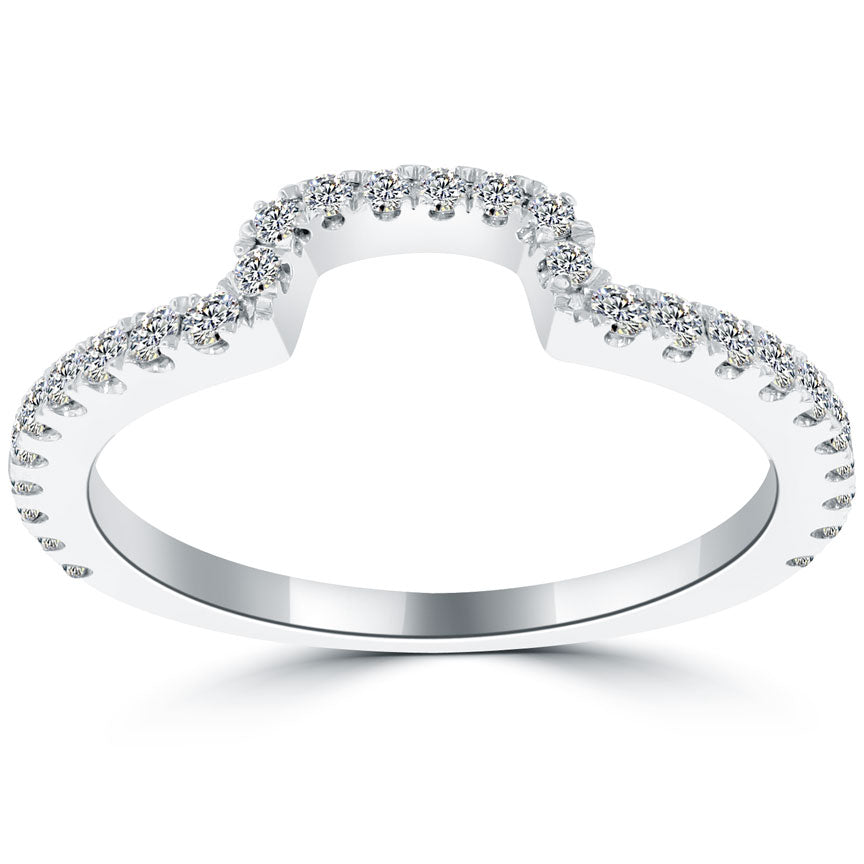 0.42 Carat Custom Curve Matching Diamond Wedding Band Ring 18k White Gold