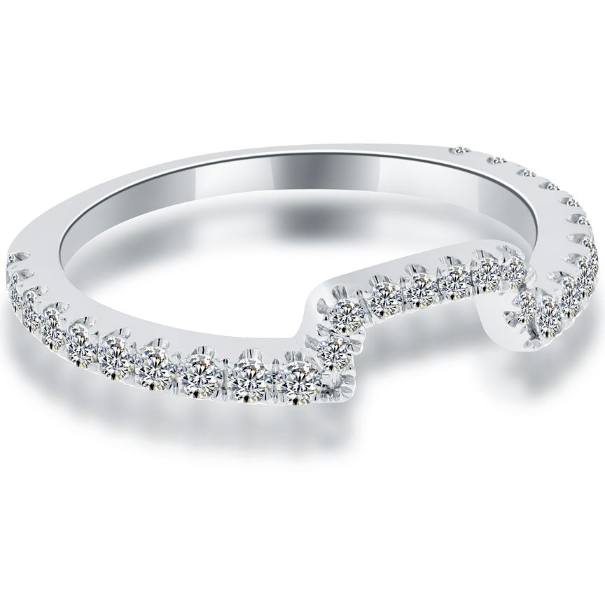 0.42 Carat Custom Curve Matching Diamond Wedding Band Ring 18k White Gold