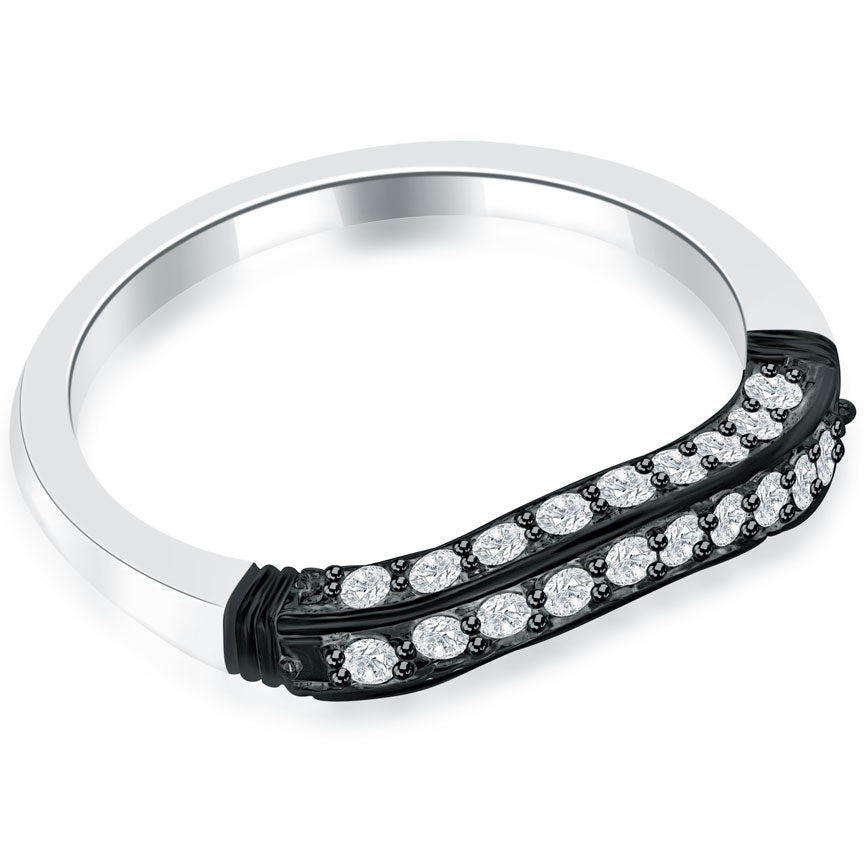 0.28 Carat Custom Curve Matching Diamond Wedding Band Ring 14k Black Gold