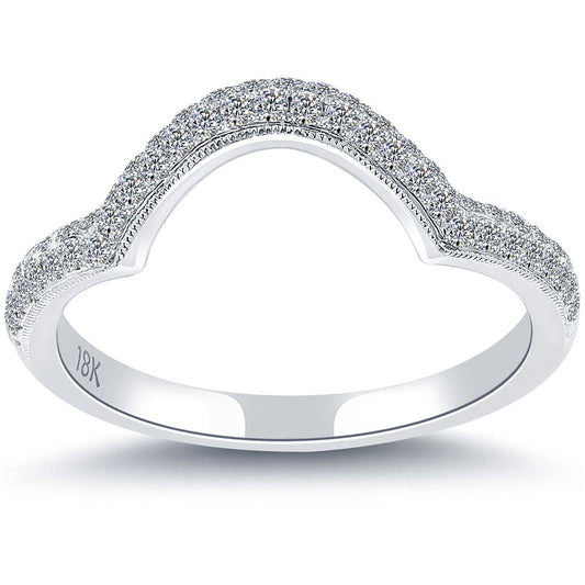 0.40 Carat Custom Curve Matching Diamond Wedding Band Ring 18k White Gold
