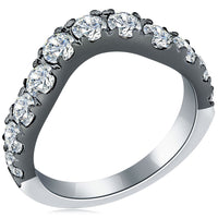 2.20 Carat F-VS Custom Curve Matching Diamond Wedding Band Ring 14k Black Gold