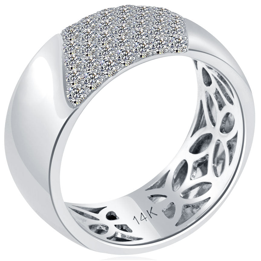 1.16 Carat Natural Diamond Mens Pave Wedding Band Ring 14k White Gold Men Ring
