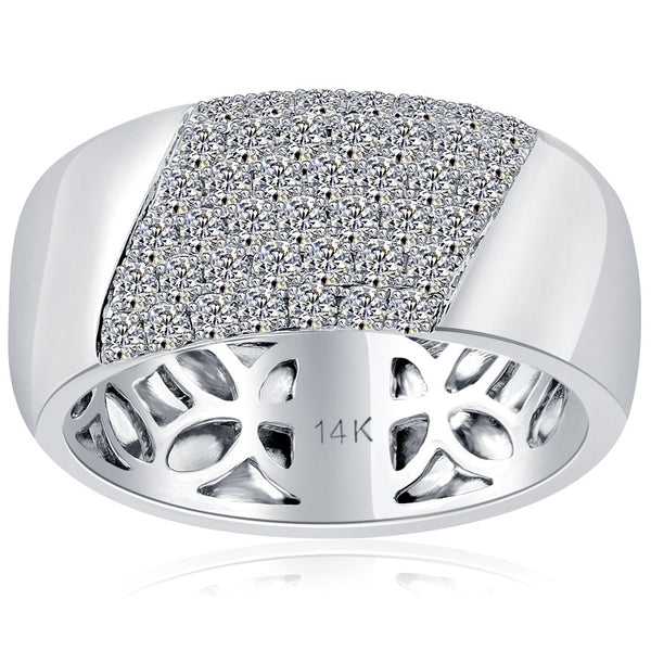 1.16ctw Natural Diamond Mens Pave Wedding Band Ring 14k White Gold Men Ring