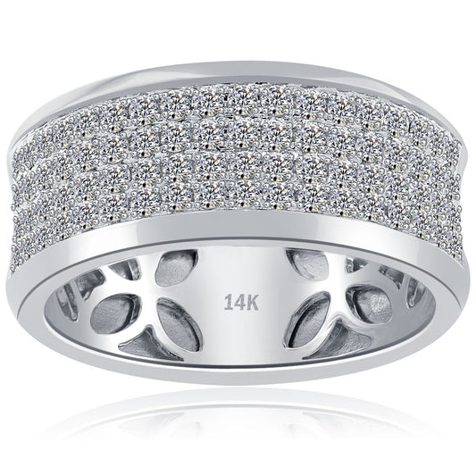 1.32 Carat Natural Diamond Mens Pave Wedding Band Ring 14k White Gold Men Ring